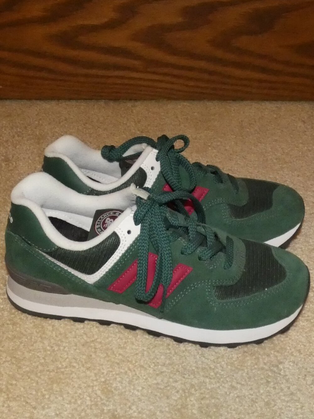New Balance 574 Green Garnet Sneakers Size 9 - Picture 6 of 7